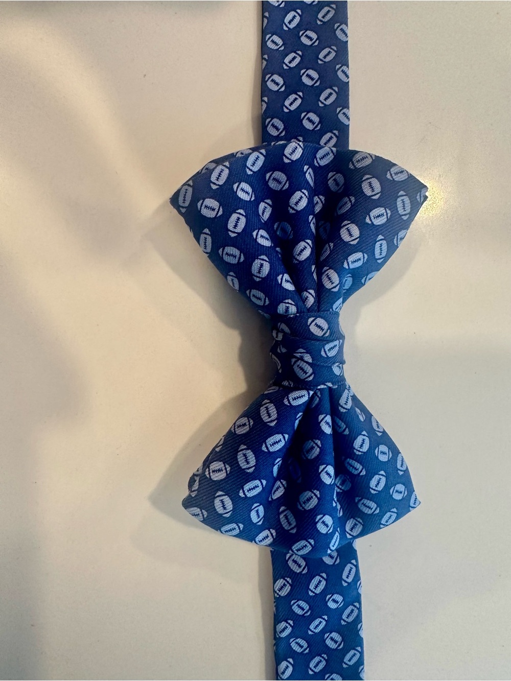 Boys Blue Patterned Football Bow Tie - Classic Pre-Tied Style